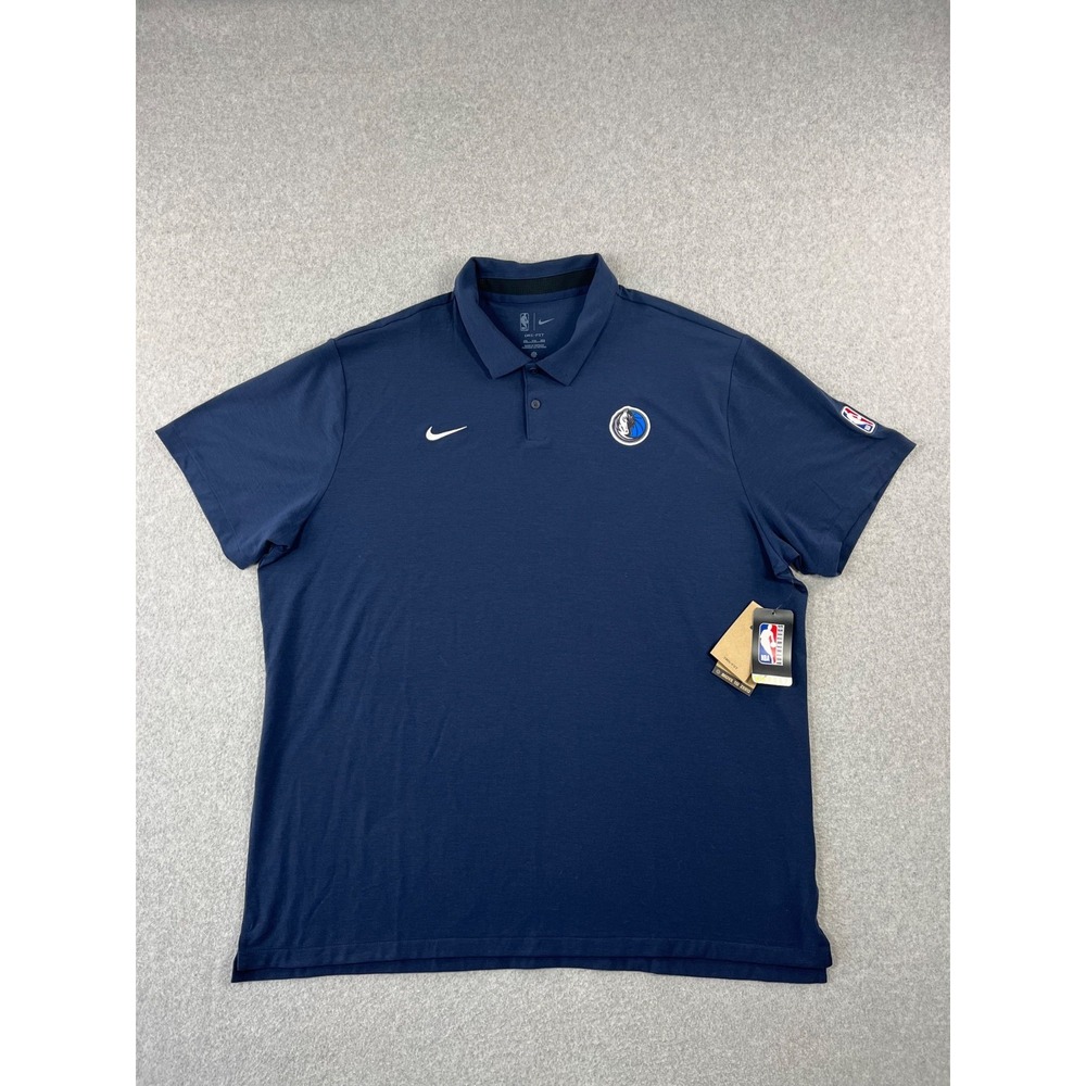 Dallas Mavericks Basketball Polo Shirt Mens 2XL Navy Nike Dri Fit Short Sleeve